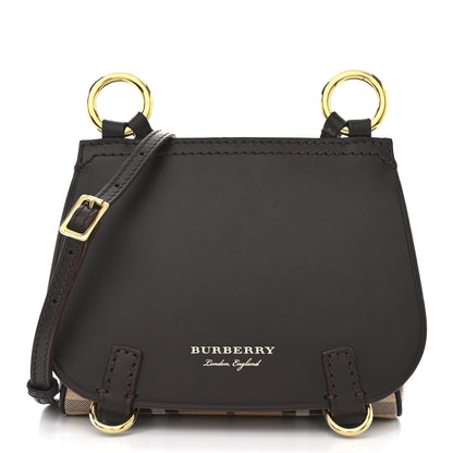 Burberry Haymarket Check Baby Bridle Saddle Bag Dark Clove Brown 1 of 17