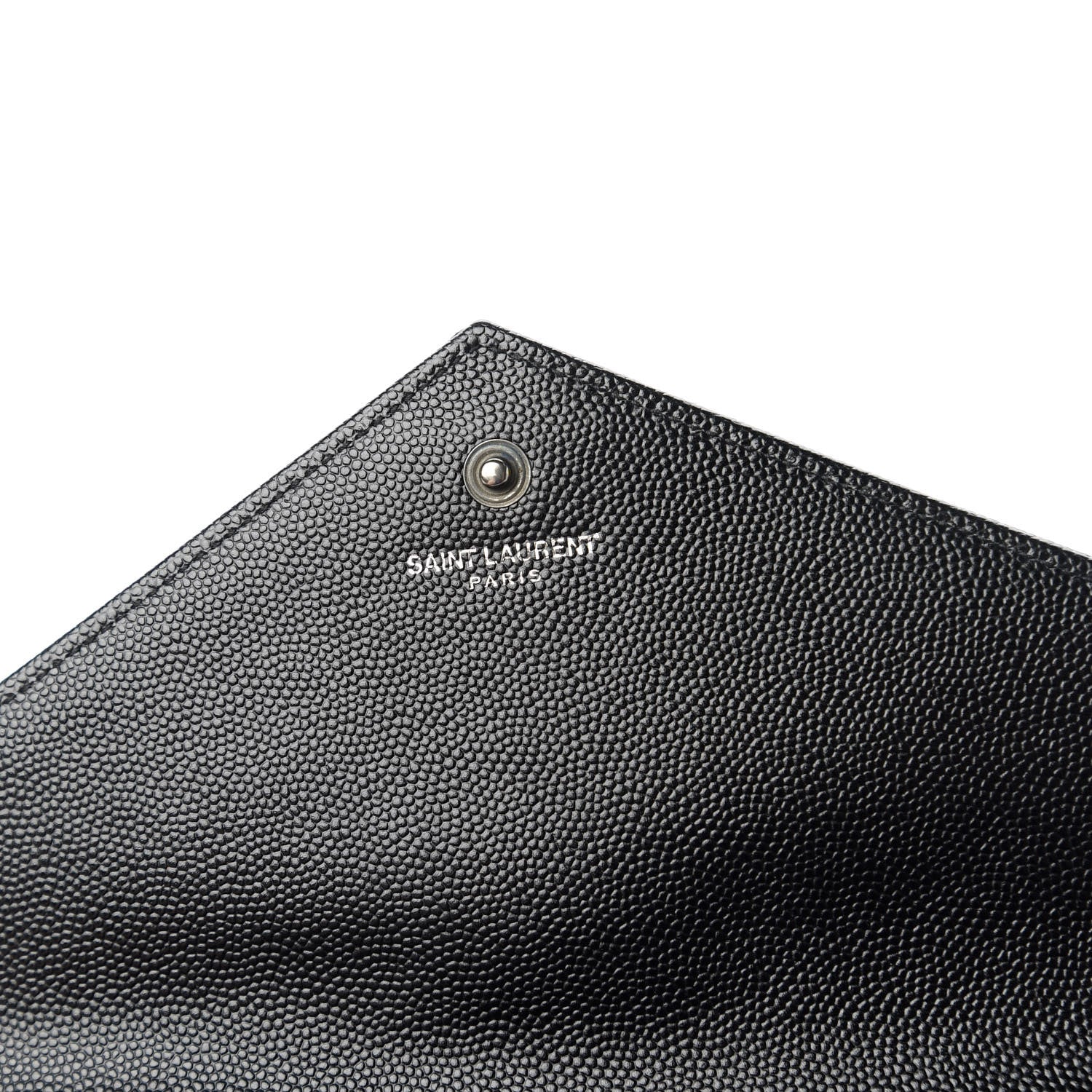 Saint Laurent Grain De Poudre Matelasse Chevron Monogram Chain Wallet Black 9 of 11