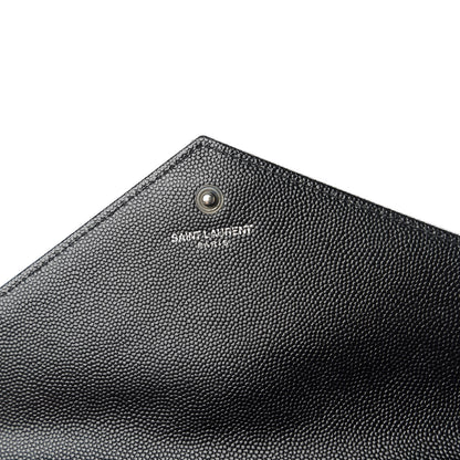 Saint Laurent Grain De Poudre Matelasse Chevron Monogram Chain Wallet Black 9 of 11