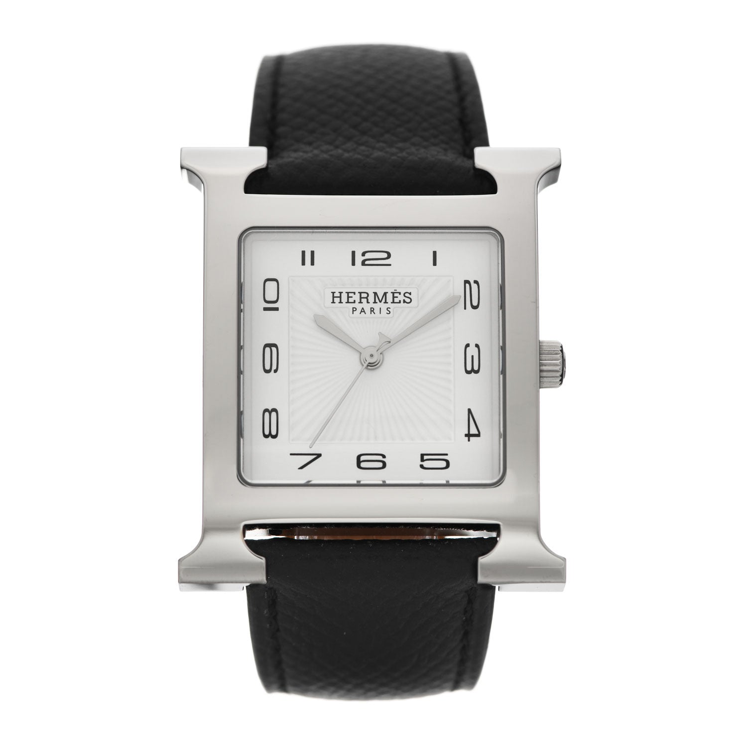 Hermes Stainless Steel Epsom 30.5mm Heure H Hour Quartz Watch Noir 1 of 5