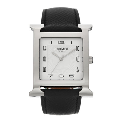 Hermes Stainless Steel Epsom 30.5mm Heure H Hour Quartz Watch Noir 1 of 5
