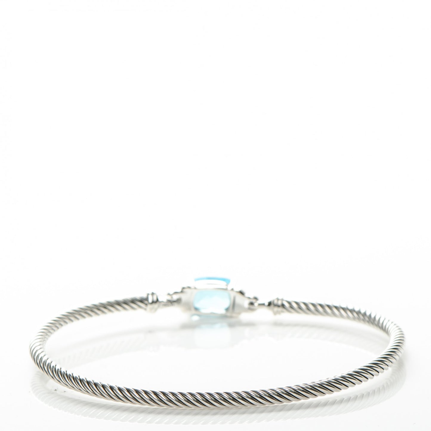 Sterling Silver Diamond Blue Topaz 3mm Petite Wheaton Bracelet
