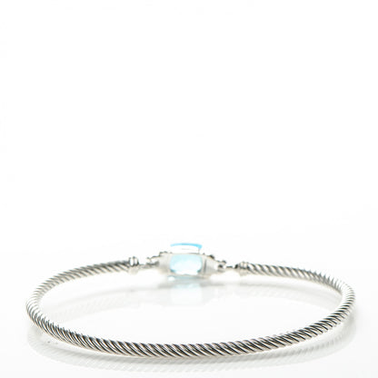 David Yurman Sterling Silver Diamond Blue Topaz 3mm Petite Wheaton Bracelet 3 of 4