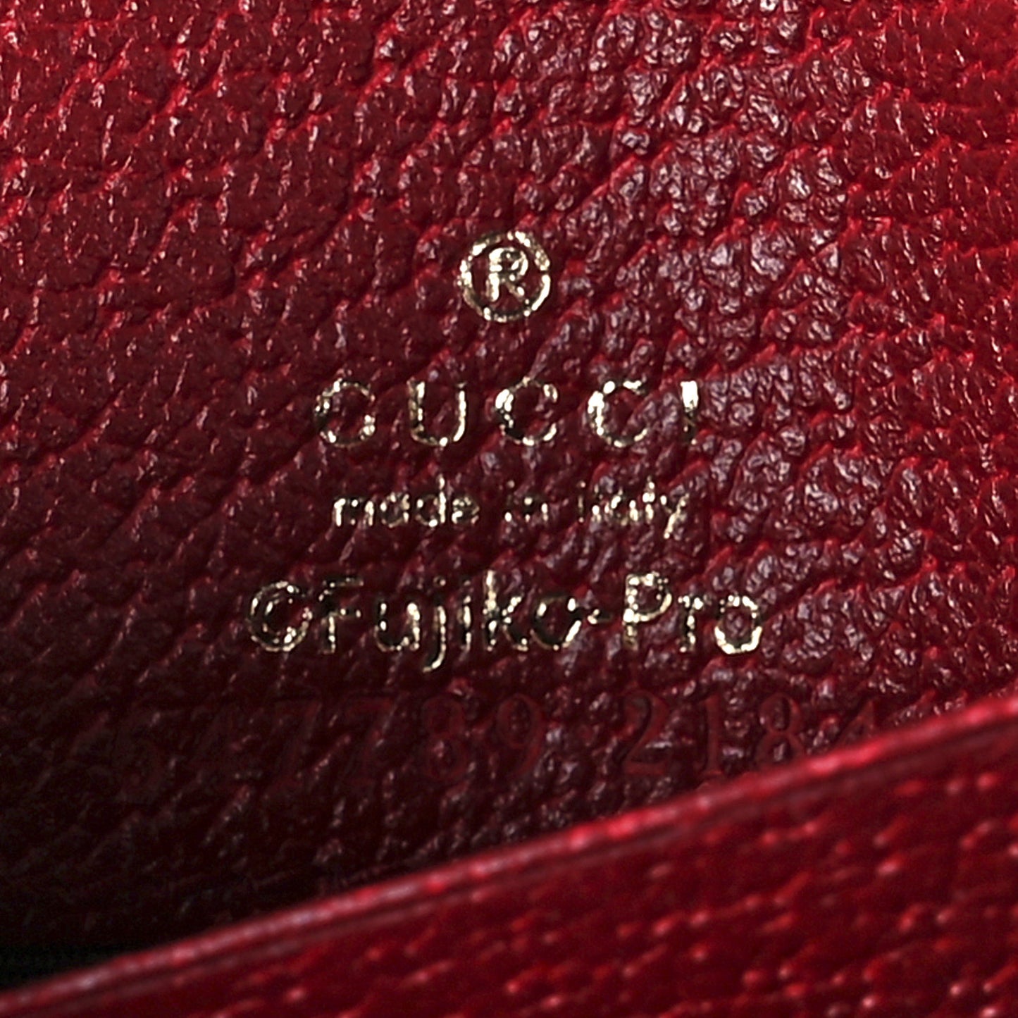 X DORAEMON Mini Vintage GG Supreme Monogram Compact Wallet Beige Cherry Red