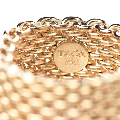 Tiffany 18K Yellow Gold Wide Mesh Somerset Ring 54 6.75 4 of 5