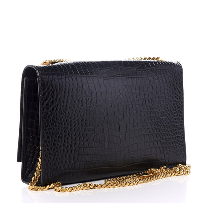 Saint Laurent Calfskin Crocodile Embossed Medium Classic Monogram Kate Tassel Satchel Black 2 of 8