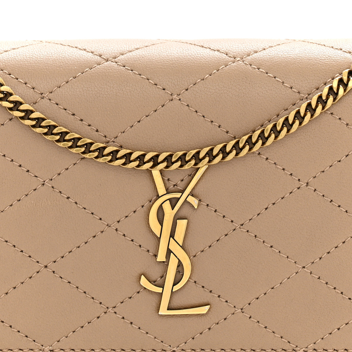 Lambskin Quilted Gaby Phone Holder Crossbody Dark Toffee
