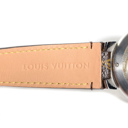 Louis Vuitton Stainless Steel Monogram 39mm Tambour Quartz Watch Brown 5 of 7