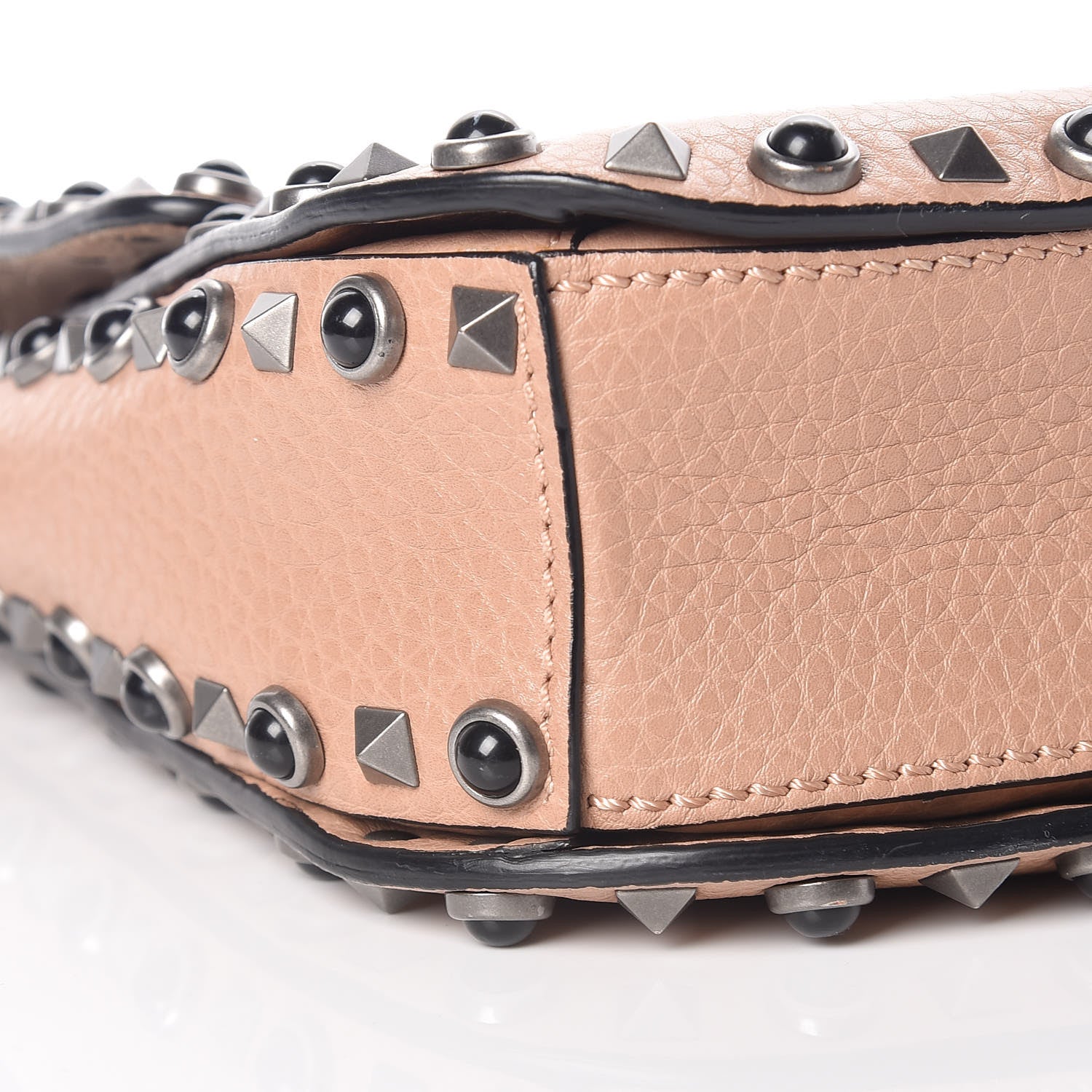 Valentino Garavani Pebbled Calfskin Medium Rockstud Rolling Flap Saddle Bag Soft Noisette 8 of 9