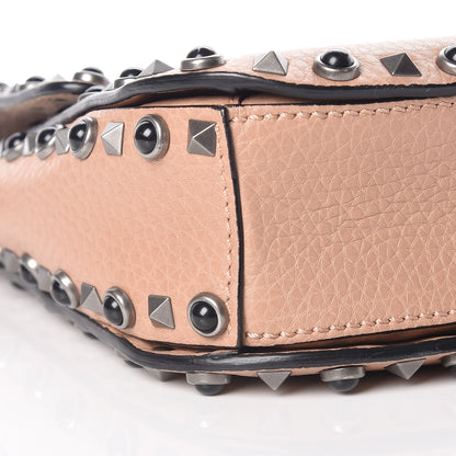 Valentino Garavani Pebbled Calfskin Medium Rockstud Rolling Flap Saddle Bag Soft Noisette 8 of 9