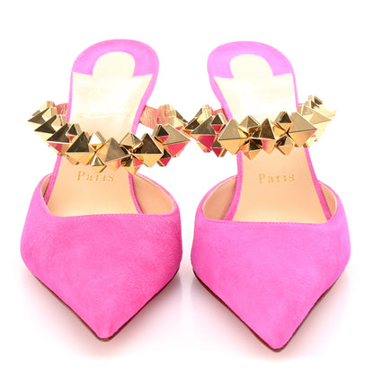 Christian Louboutin Veau Velours Specchio Planet Choc 80 Mule 38.5 Diva Pink 3 of 9