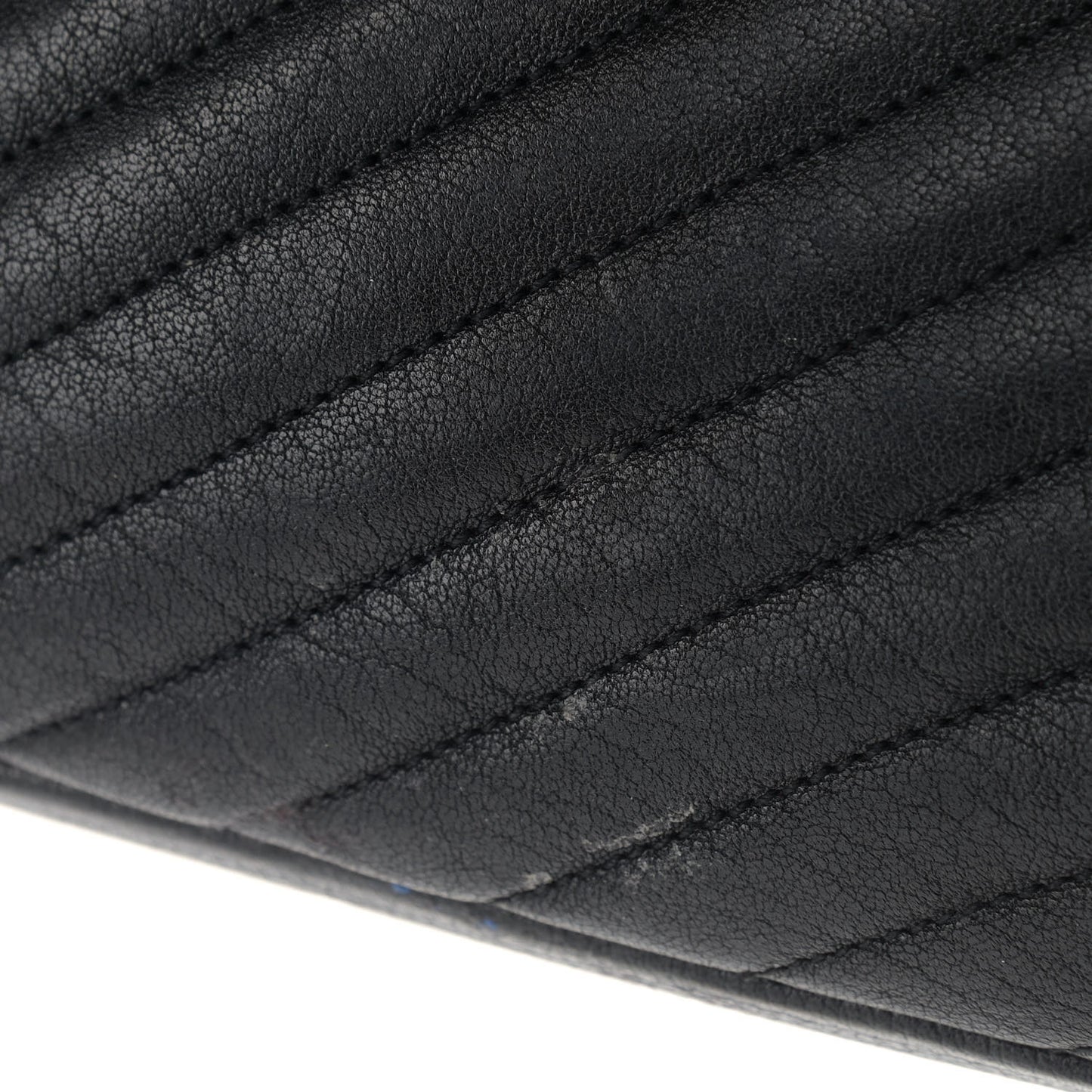 Sheepskin Matelasse Chevron Monogram Large College Satchel Black