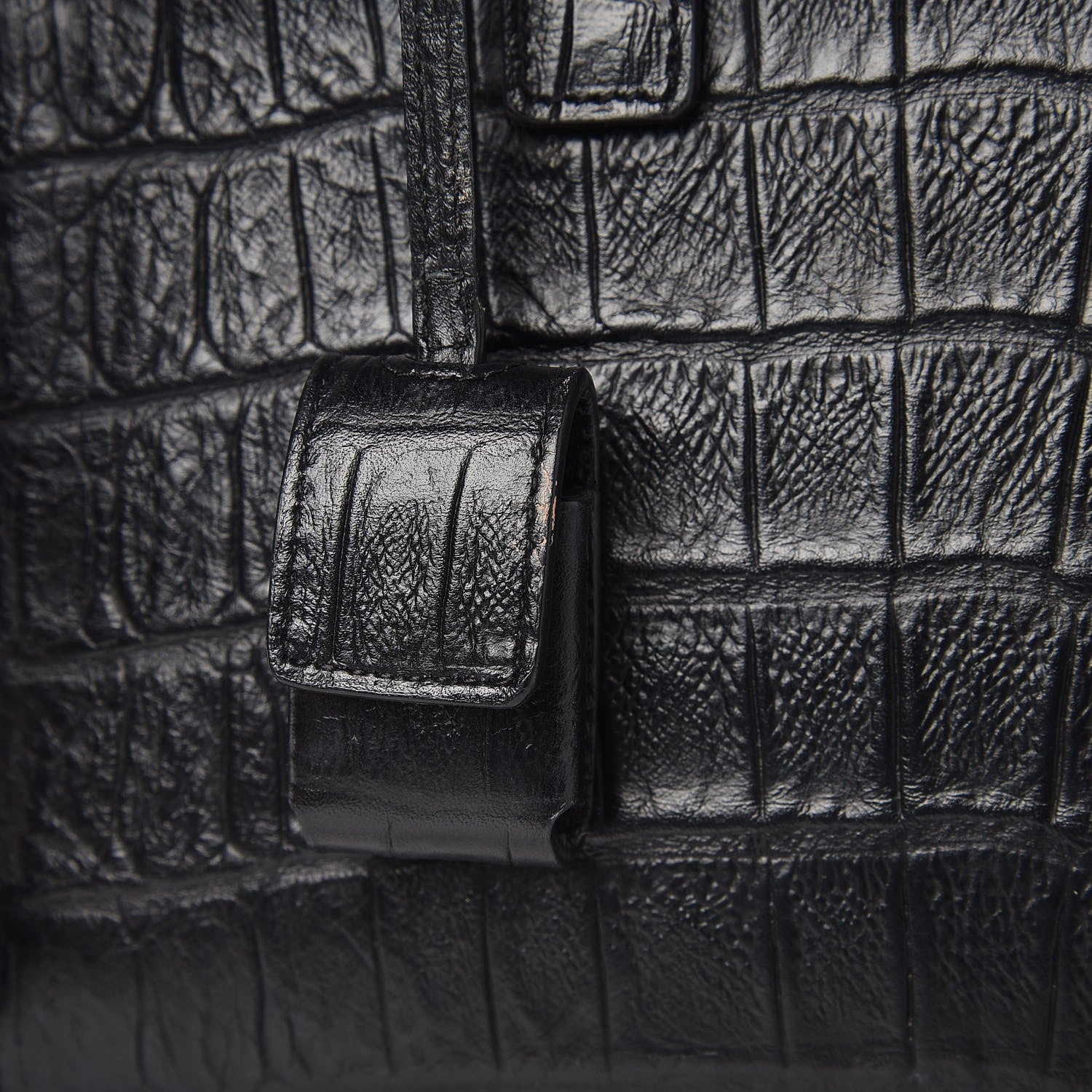 Saint Laurent Calfskin Crocodile Embossed Nano Sac De Jour Black 9 of 10