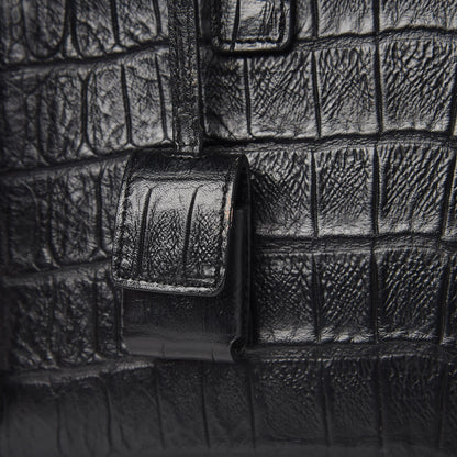 Saint Laurent Calfskin Crocodile Embossed Nano Sac De Jour Black 9 of 10