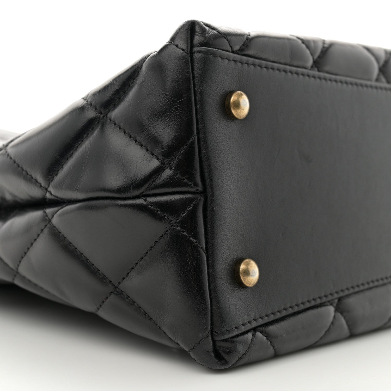 Chanel Glazed Calfskin Quilted Gold Bar Tote Black 9 of 11