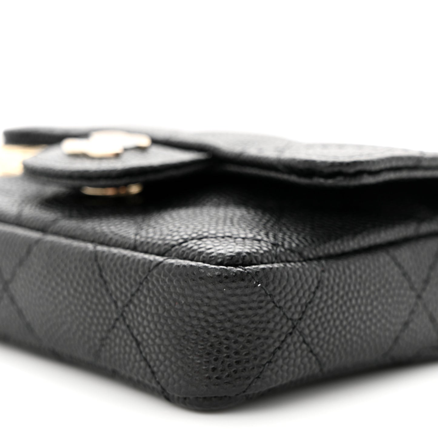 Caviar Quilted Mini Chain Belt Bag Black