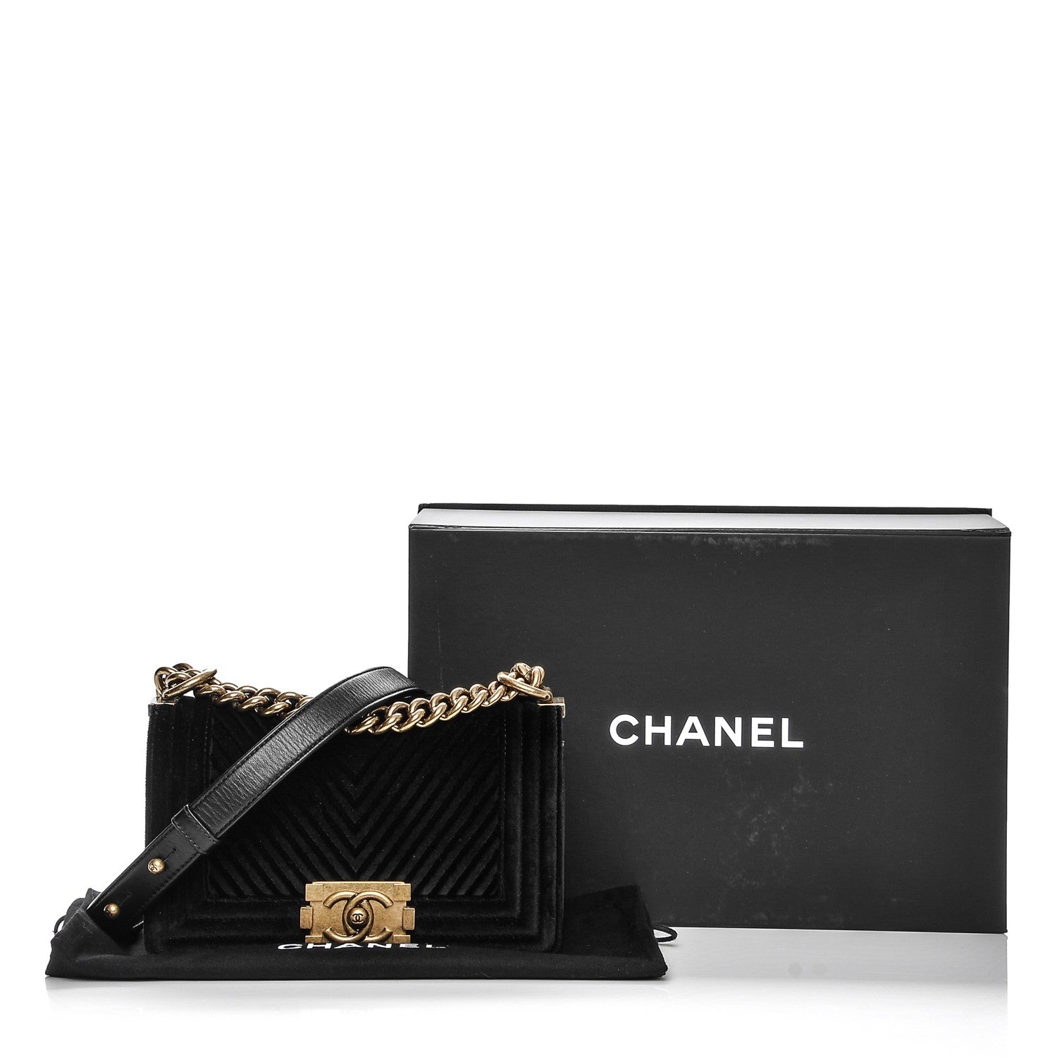 Chanel Velvet Chevron Quilted Small Boy Flap Black 9 of 9