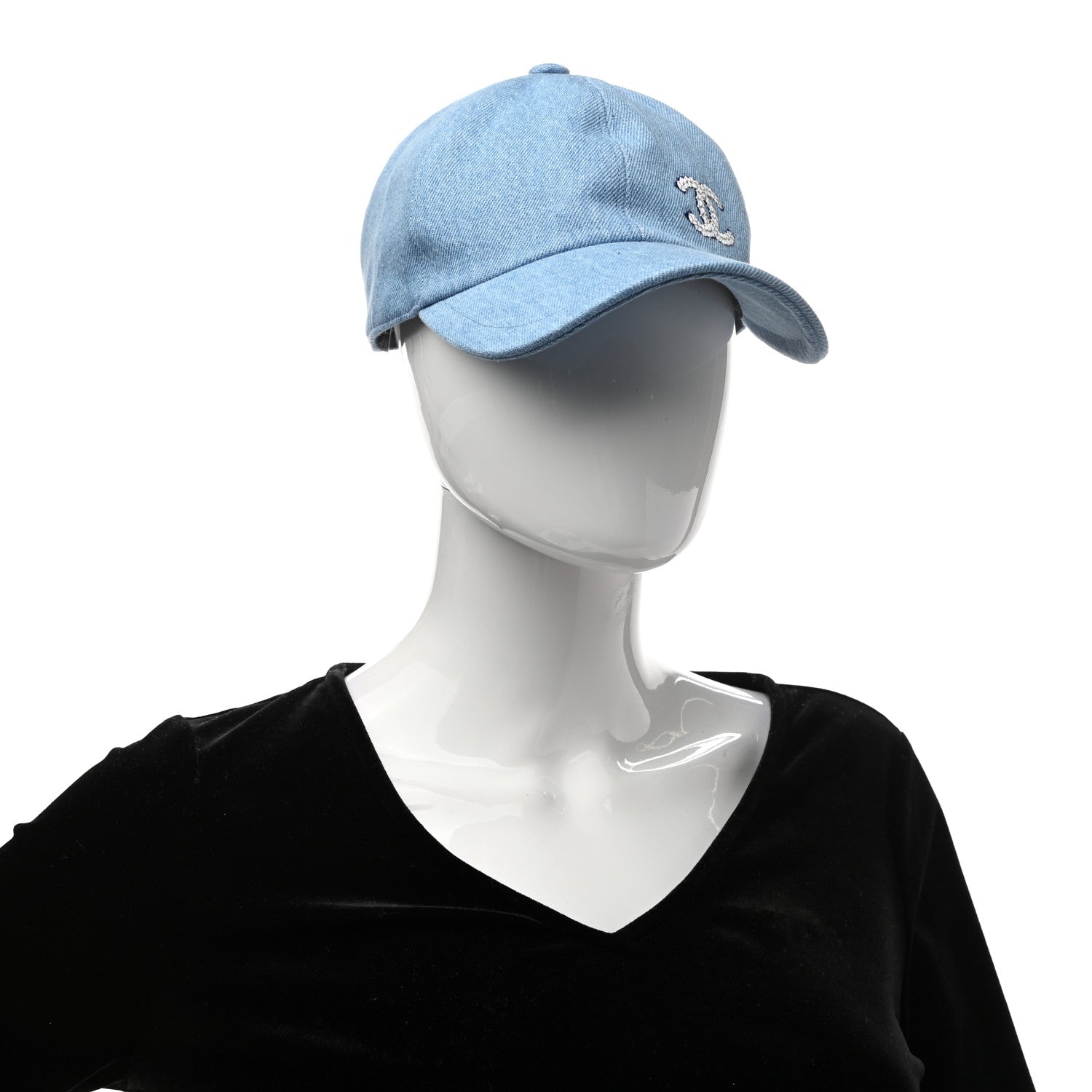 Chanel Cotton Sequin CC Cap Hat Blue 2 of 8