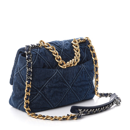 Chanel Denim Quilted Large 19 Flap Blue 2 of 9