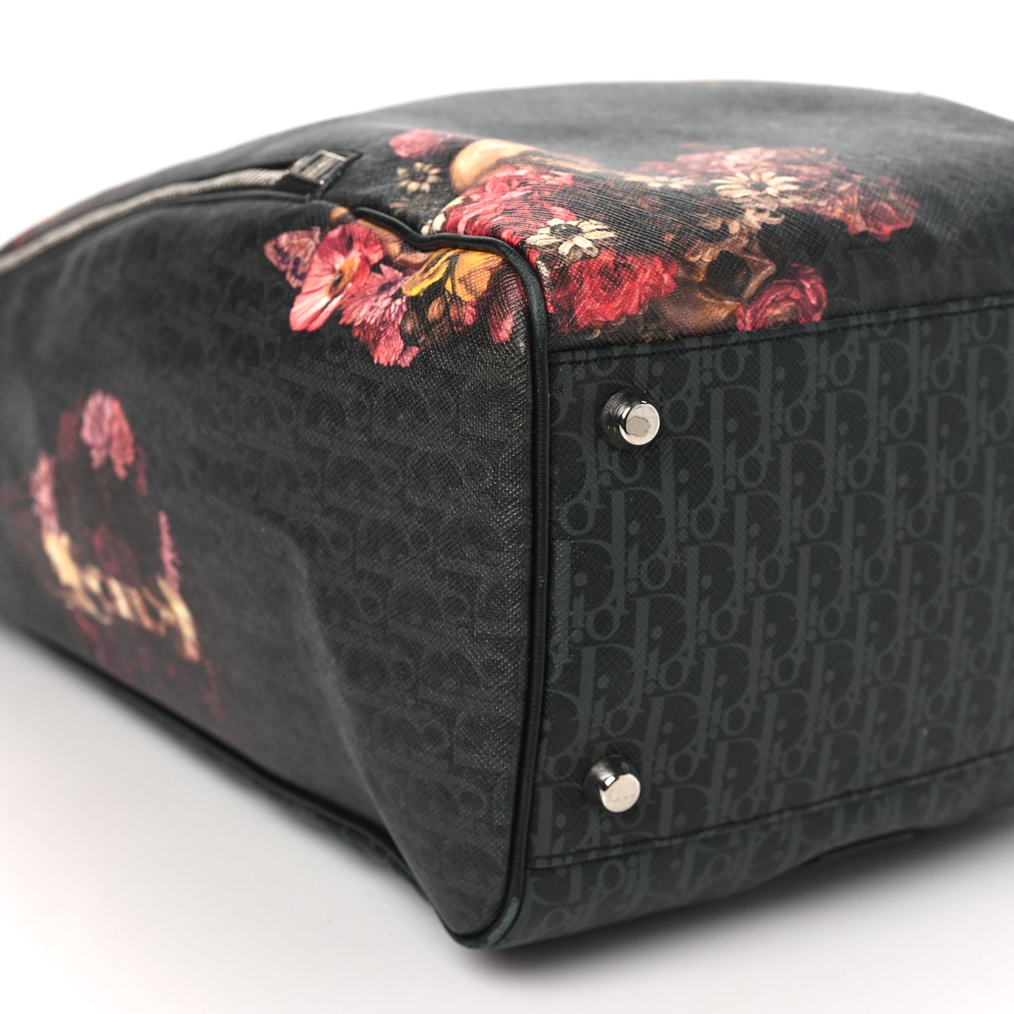 x Toru Kamei Coated Canvas Floral Skull Sling Backpack Grey Multicolor