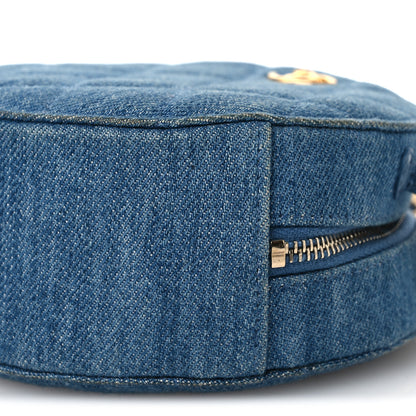 Chanel Denim Quilted Round Pearl Crush Clutch With Chain Blue 10 of 11