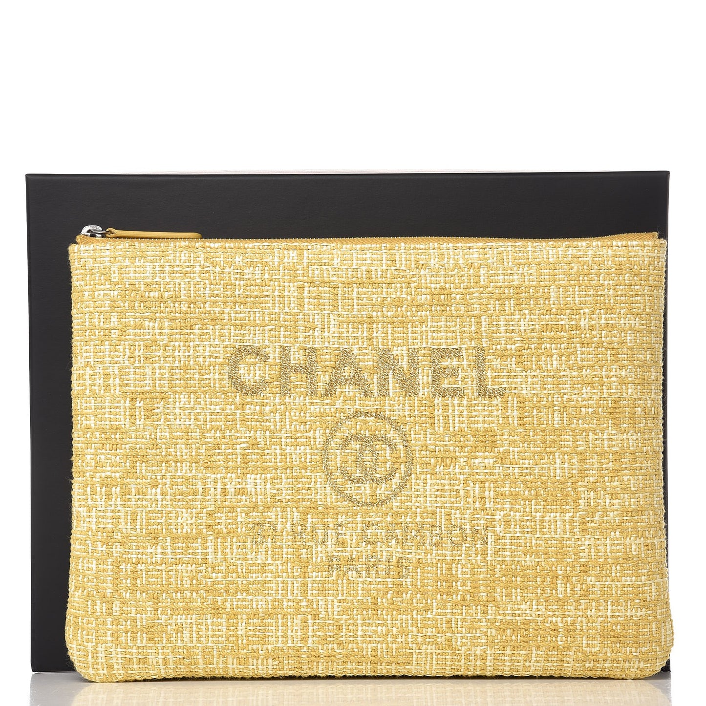 Woven Straw Raffia Large Deauville Pouch Light Yellow