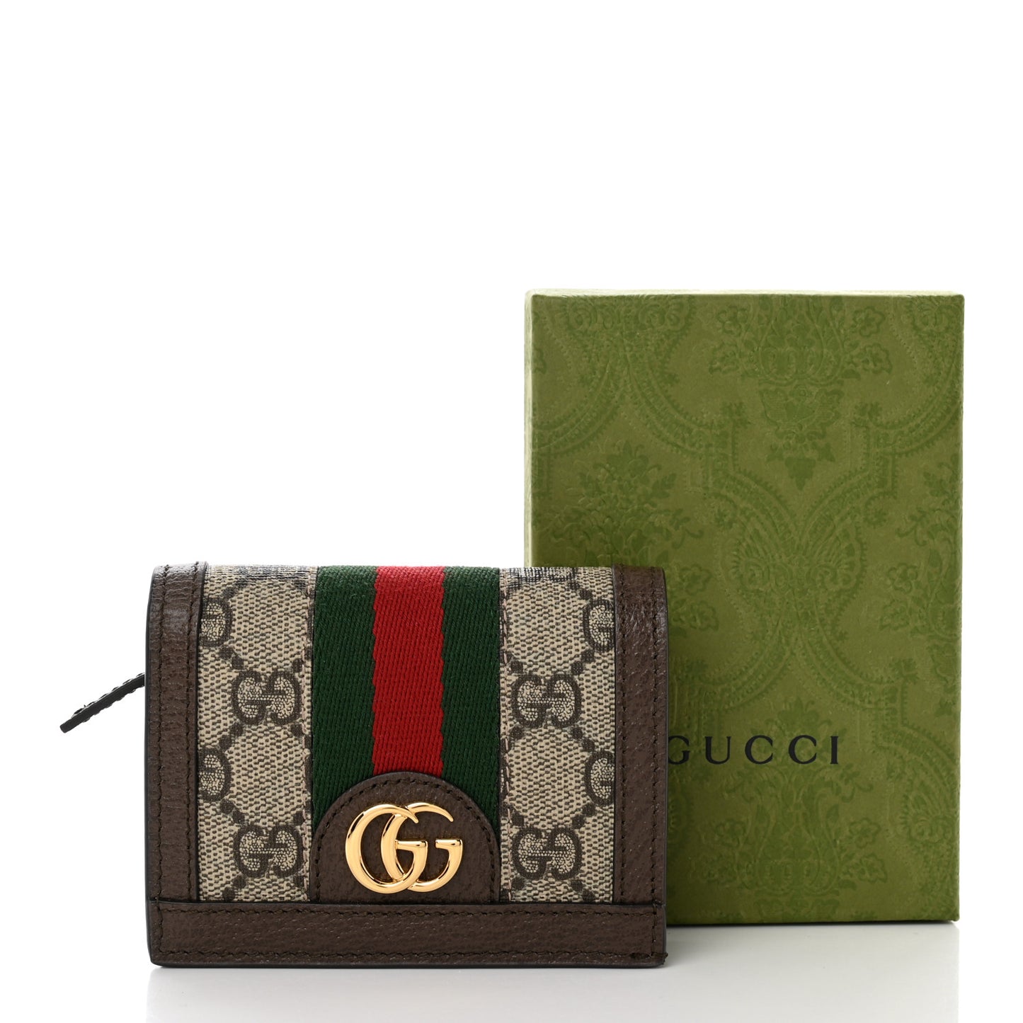 GG Supreme Monogram Web Ophidia Card Case Beige New Acero