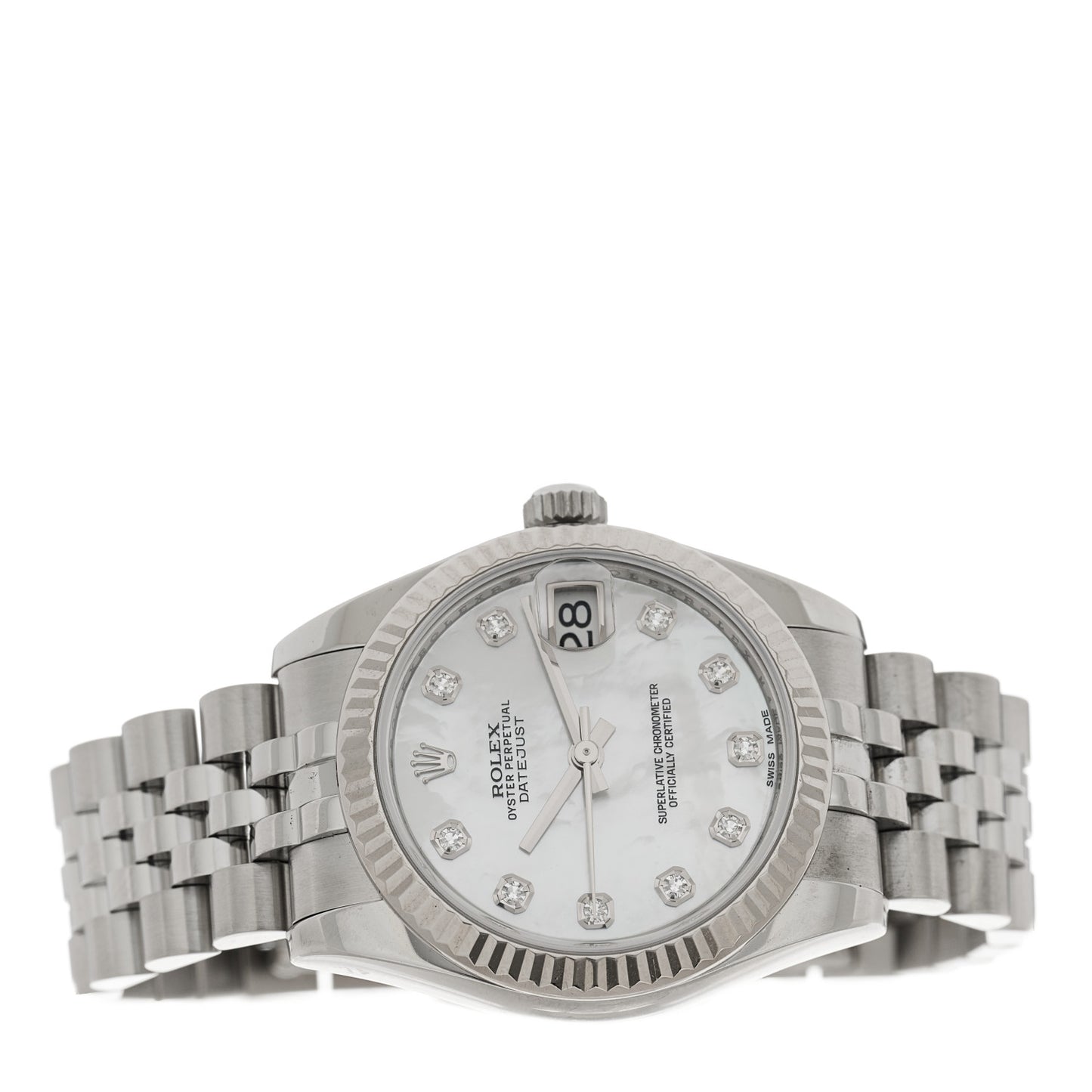 Stainless Steel 18K White Gold Diamond Mother of Pearl 31mm Oyster Perpetual Datejust Watch 178274