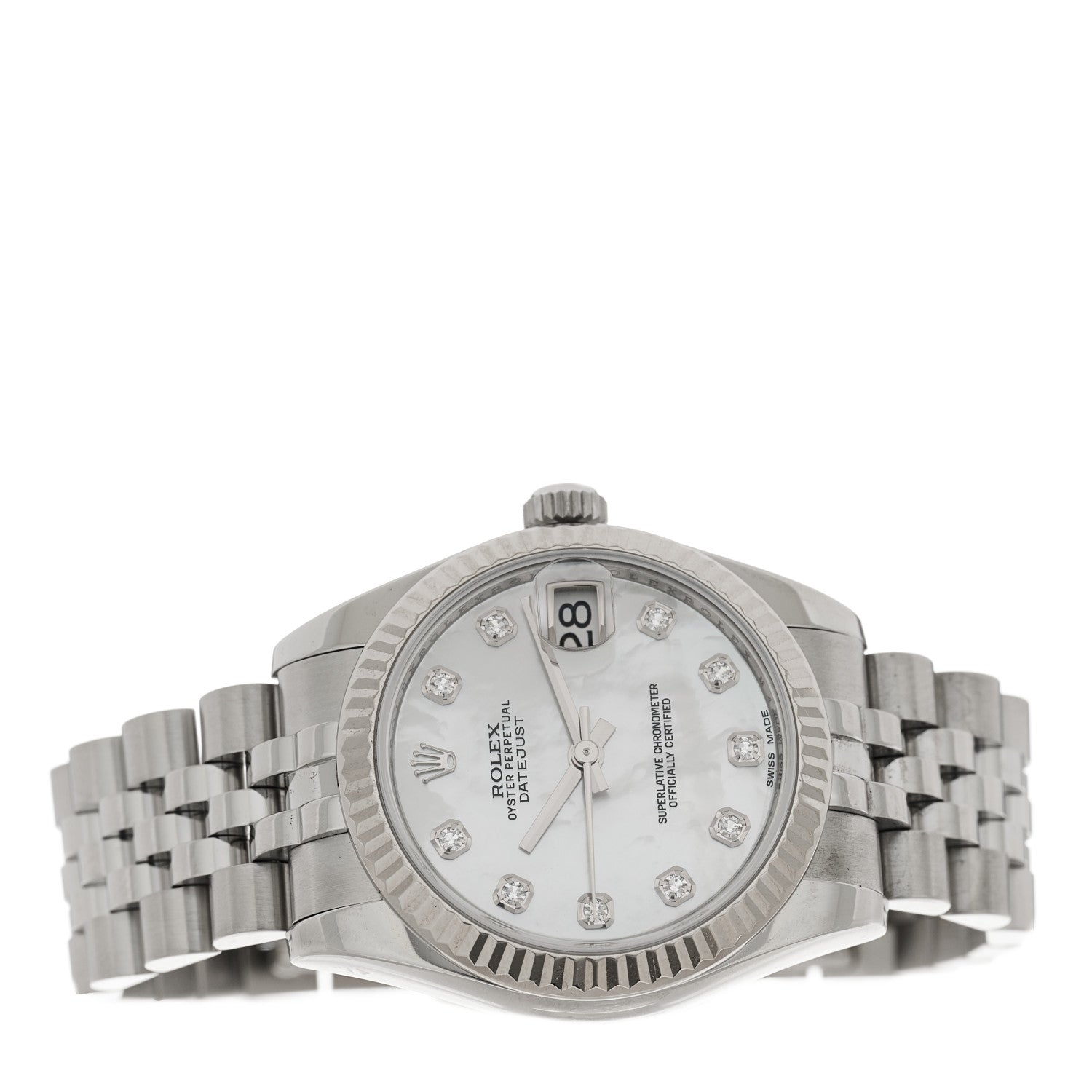 Rolex Stainless Steel 18K White Gold Diamond Mother of Pearl 31mm Oyster Perpetual Datejust Watch 178274 2 of 5