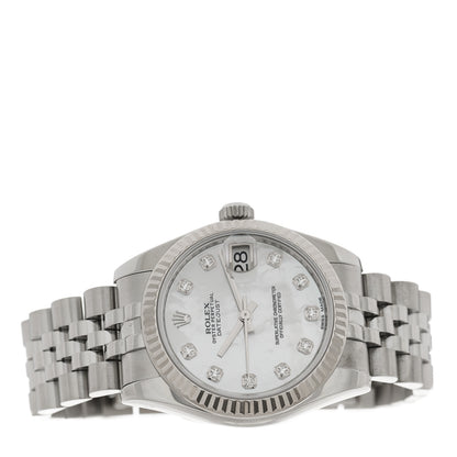 Rolex Stainless Steel 18K White Gold Diamond Mother of Pearl 31mm Oyster Perpetual Datejust Watch 178274 2 of 5