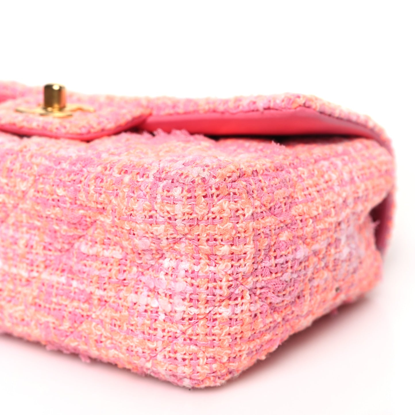 Tweed Quilted Mini Rectangular Flap Pink Orange White