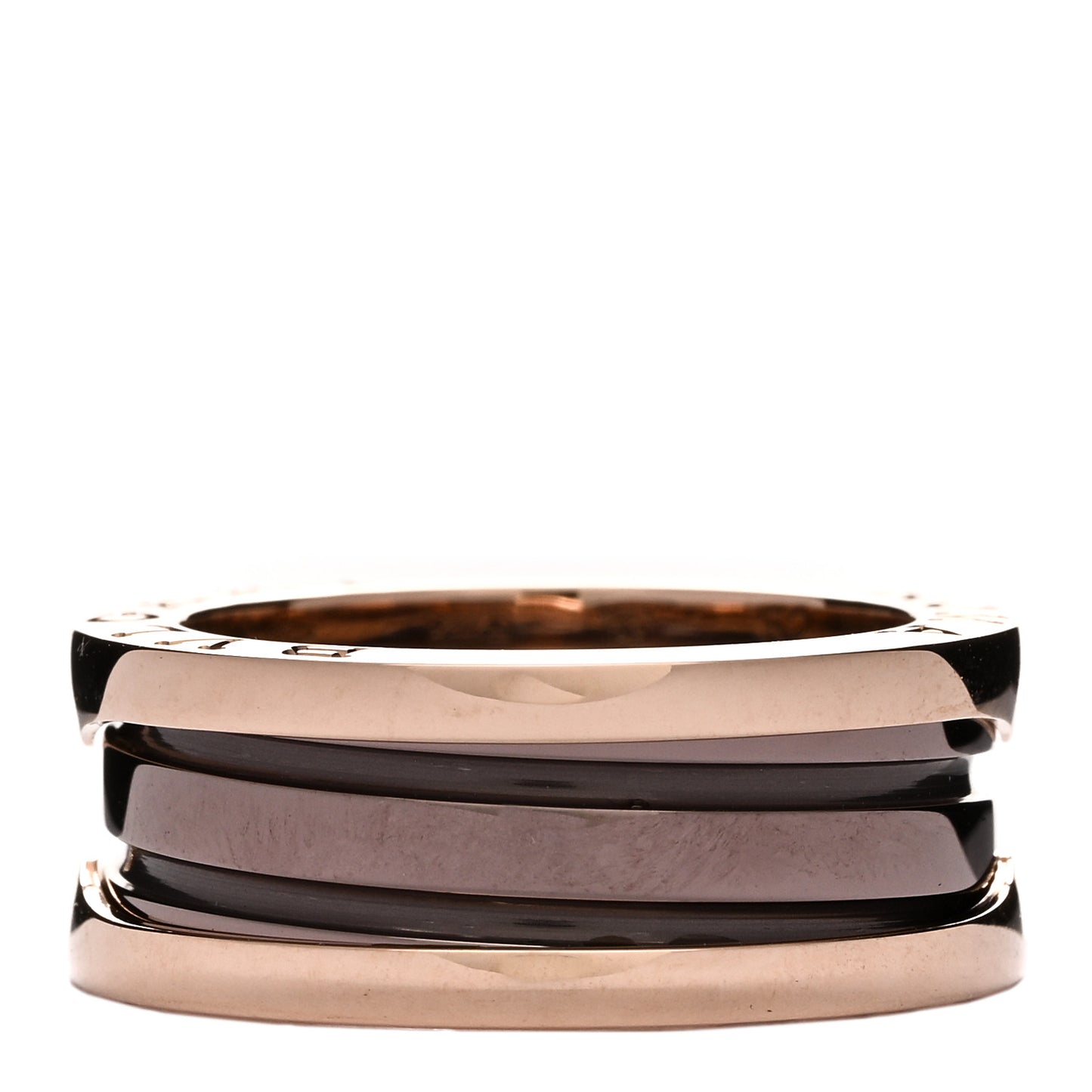18K Rose Gold Bronze Cermet Roma B.Zero1 Two-Band Ring 52 6