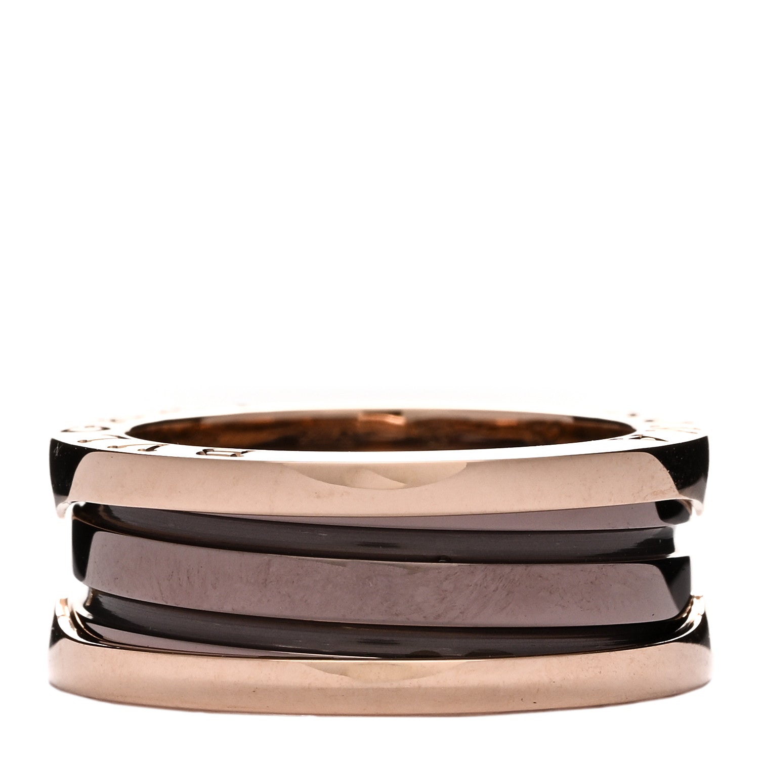 Bulgari 18K Rose Gold Bronze Cermet Roma B.Zero1 Two-Band Ring 52 6 1 of 5