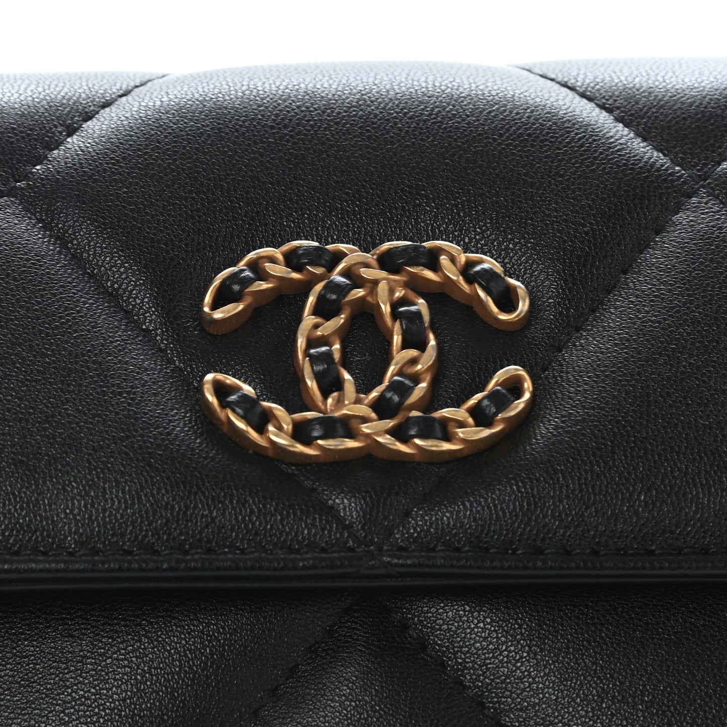 Lambskin Quilted Chanel 19 Flap Clutch Black