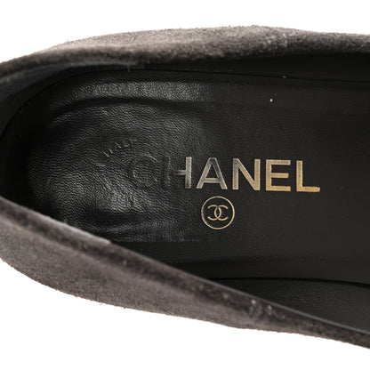 Chanel Suede Camellia CC Ballerina Flats 40 Grey 8 of 9