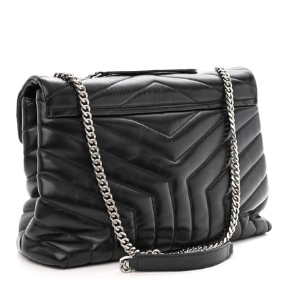 Saint Laurent Calfskin Y Quilted Monogram Medium Loulou Chain Satchel Black 3 of 13