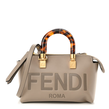 Fendi Vitello King Plexiglass Logo Embossed Mini By The Way Top Handle Boston Bag Tortora 1 of 10