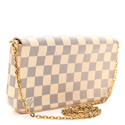 Louis Vuitton Damier Azur Pochette Felicie Chain Wallet Rose Ballerine 4 of 11