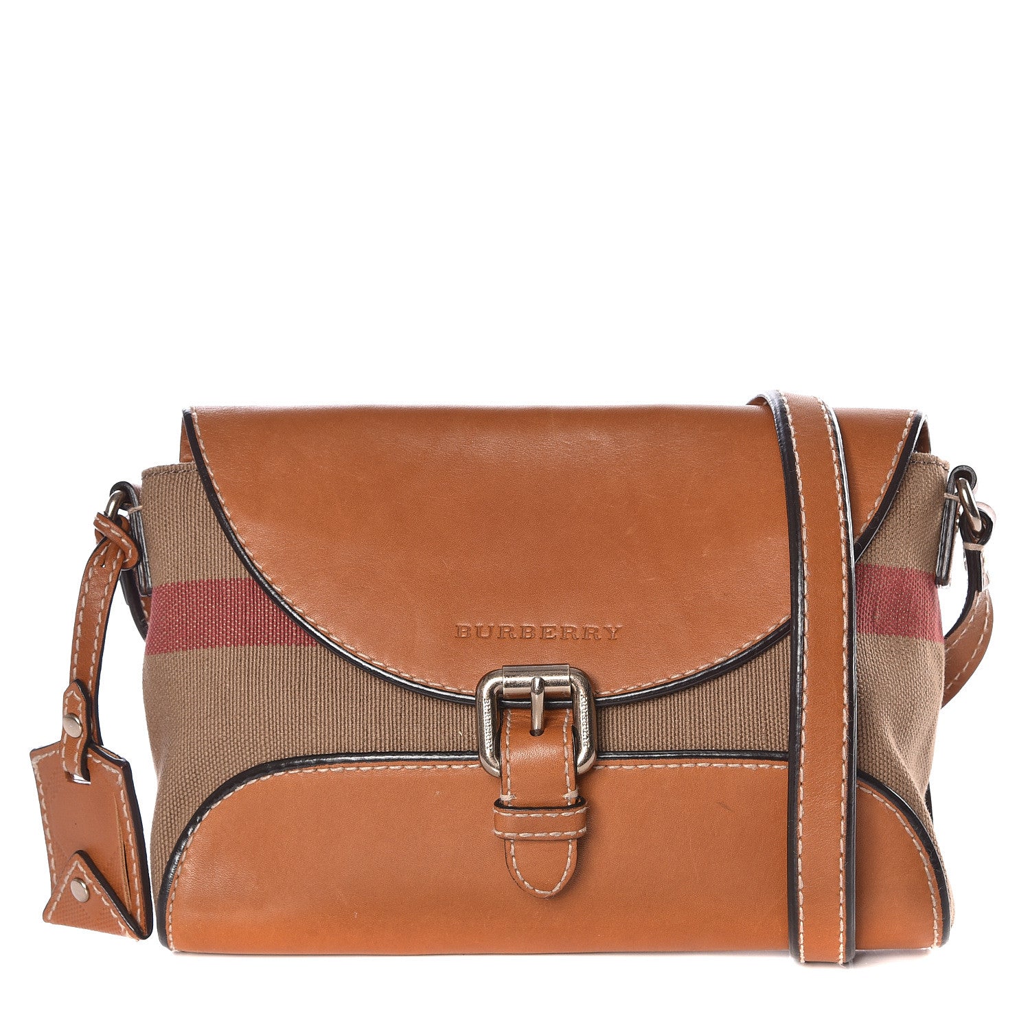 Burberry Canvas House Check Small Henham Crossbody Tan 1 of 11