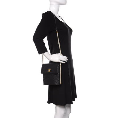 Chanel Calfskin Quilted Pearl Small About Pearls Hobo Bag Black 2 of 13