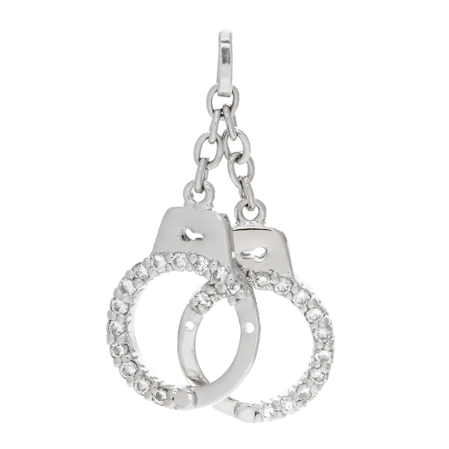 18K White Gold Diamond Handcuff Charm