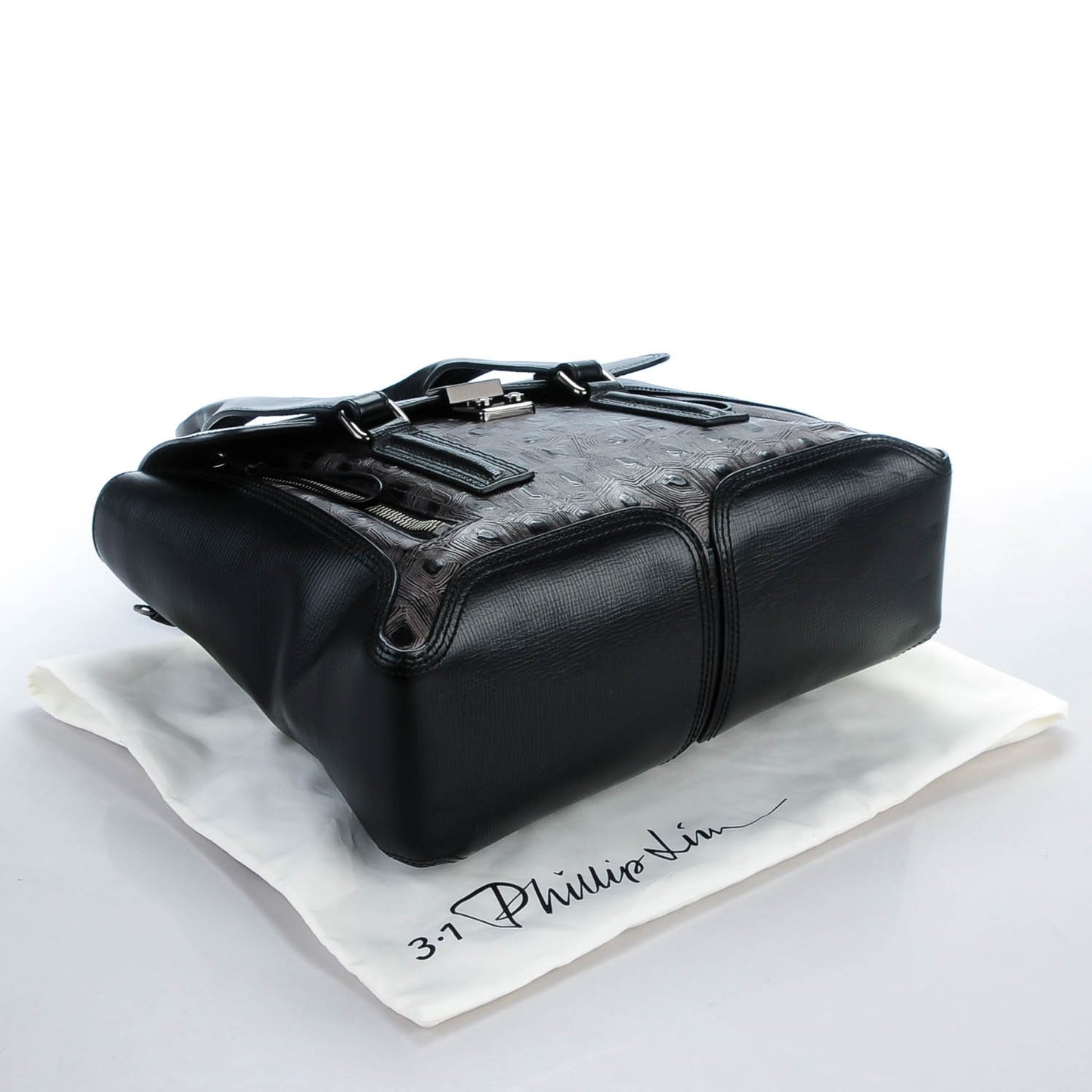 3.1 Turtle Embossed Medium Pashli Satchel Black