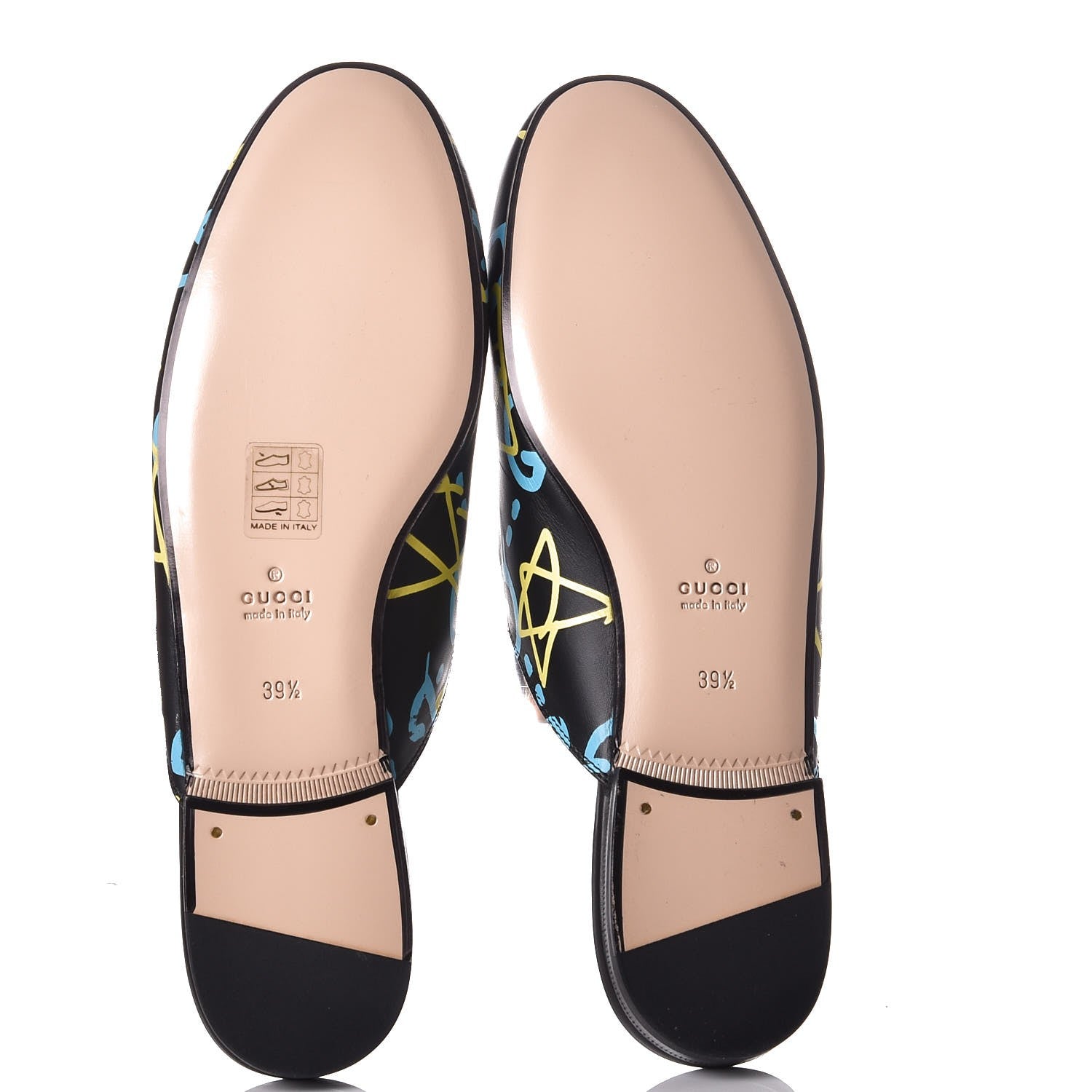 Gucci Calfskin GucciGhost Print Womens Princetown Slippers 39.5 Black New Acquamarine 5 of 8
