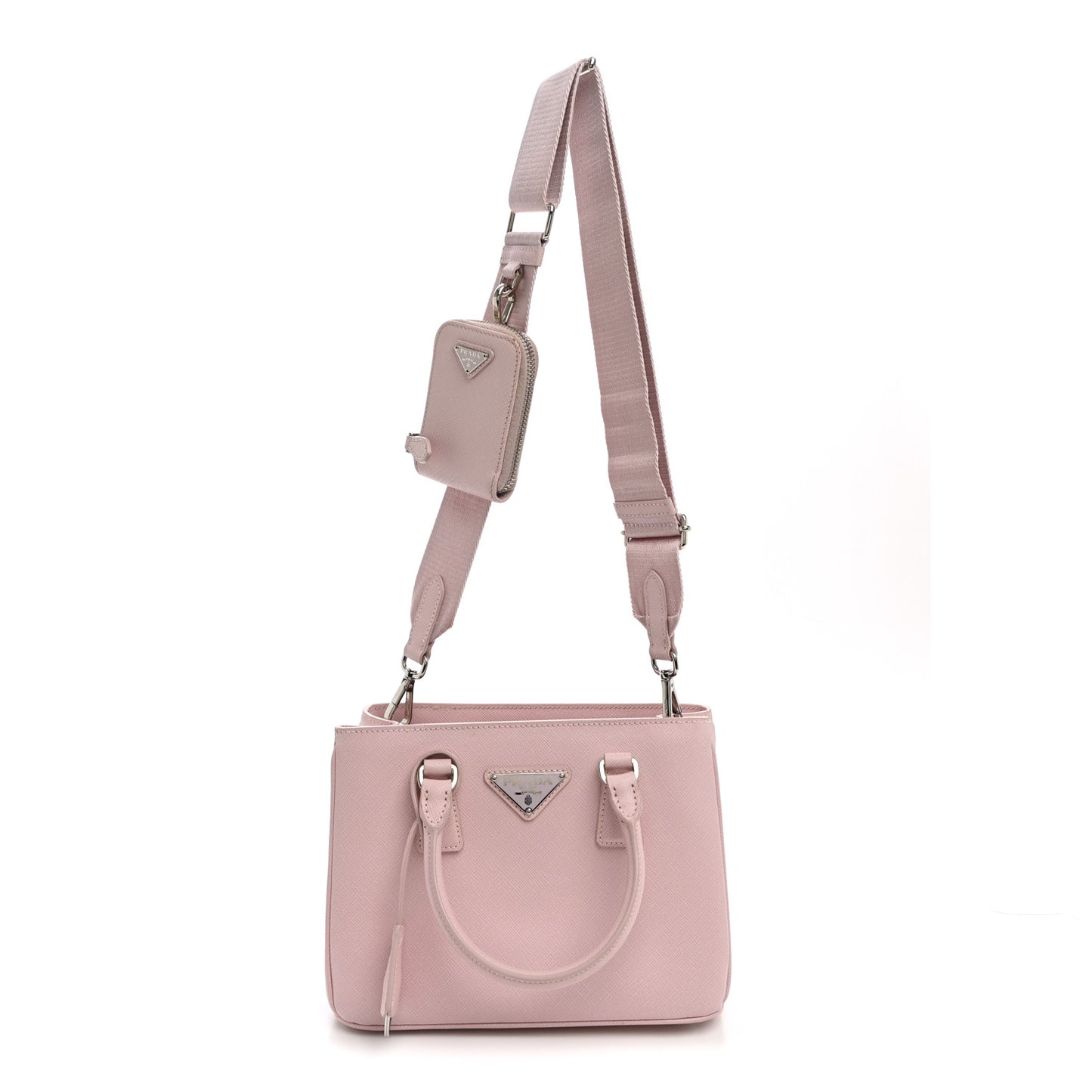 Saffiano Lux Micro Galleria Shoulder Bag Alabastro