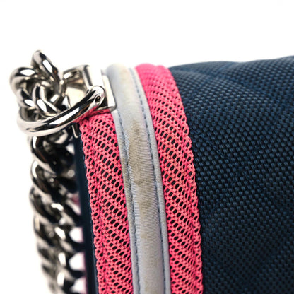 Chanel Canvas Quilted Medium Fluo Boy Flap Dark Navy Fuchsia Grey 18 of 20