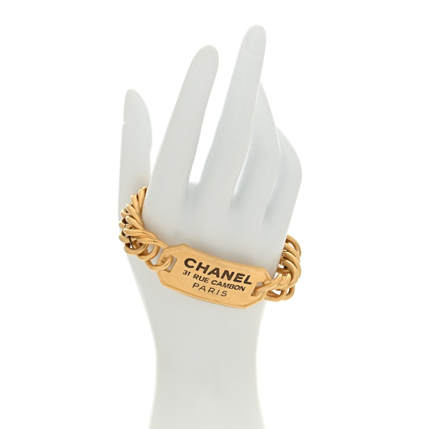 Metal 31 Rue Cambon Paris ID Chain Bracelet Gold