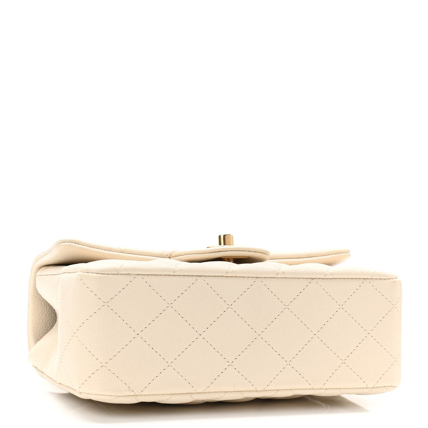 Caviar Quilted Mini Top Handle Rectangular Flap White