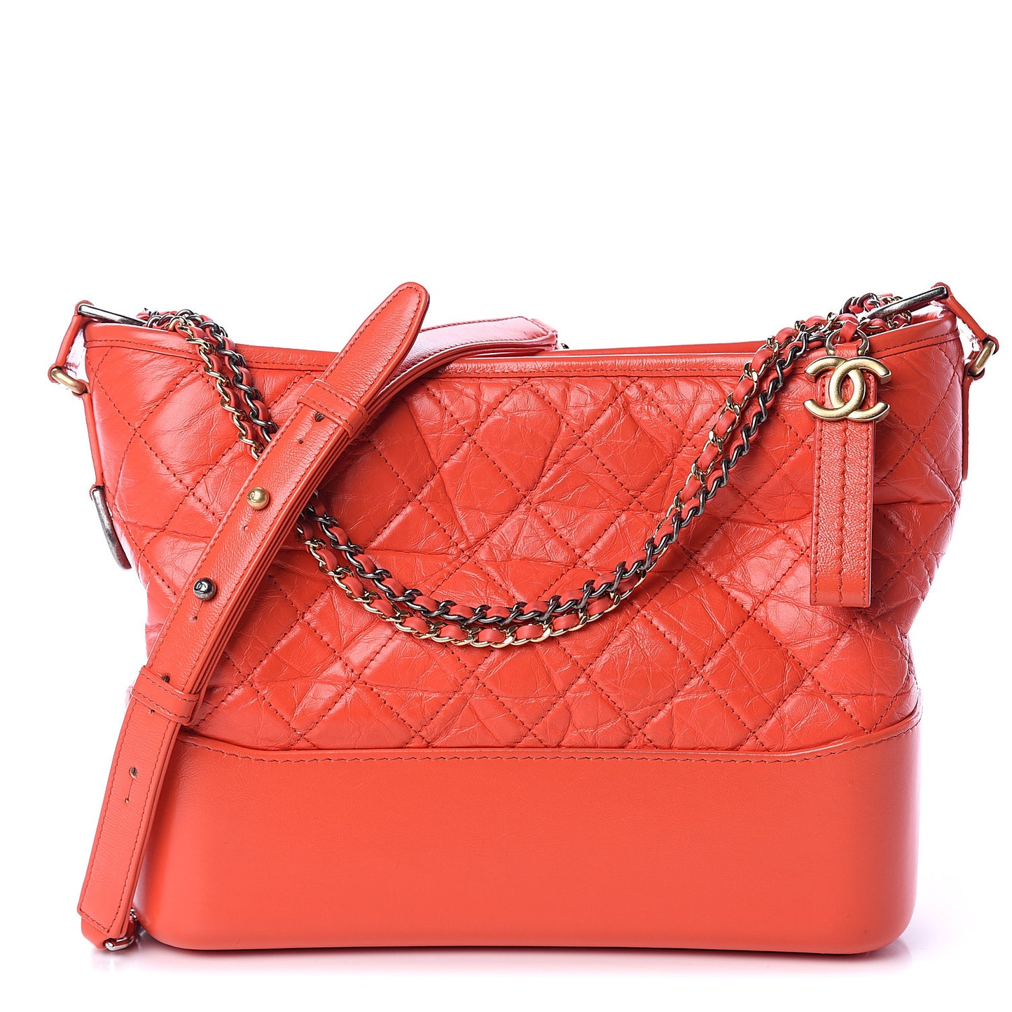 Aged Calfskin Quilted Medium Gabrielle Hobo Red