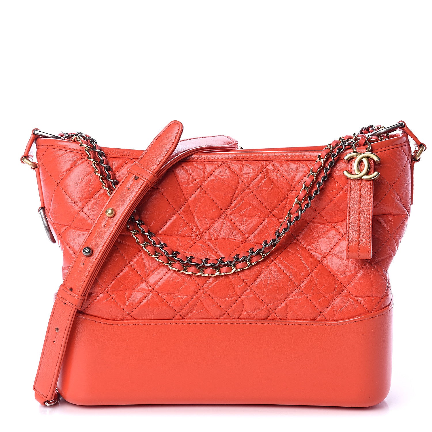 Chanel Aged Calfskin Quilted Medium Gabrielle Hobo Red 1 of 8