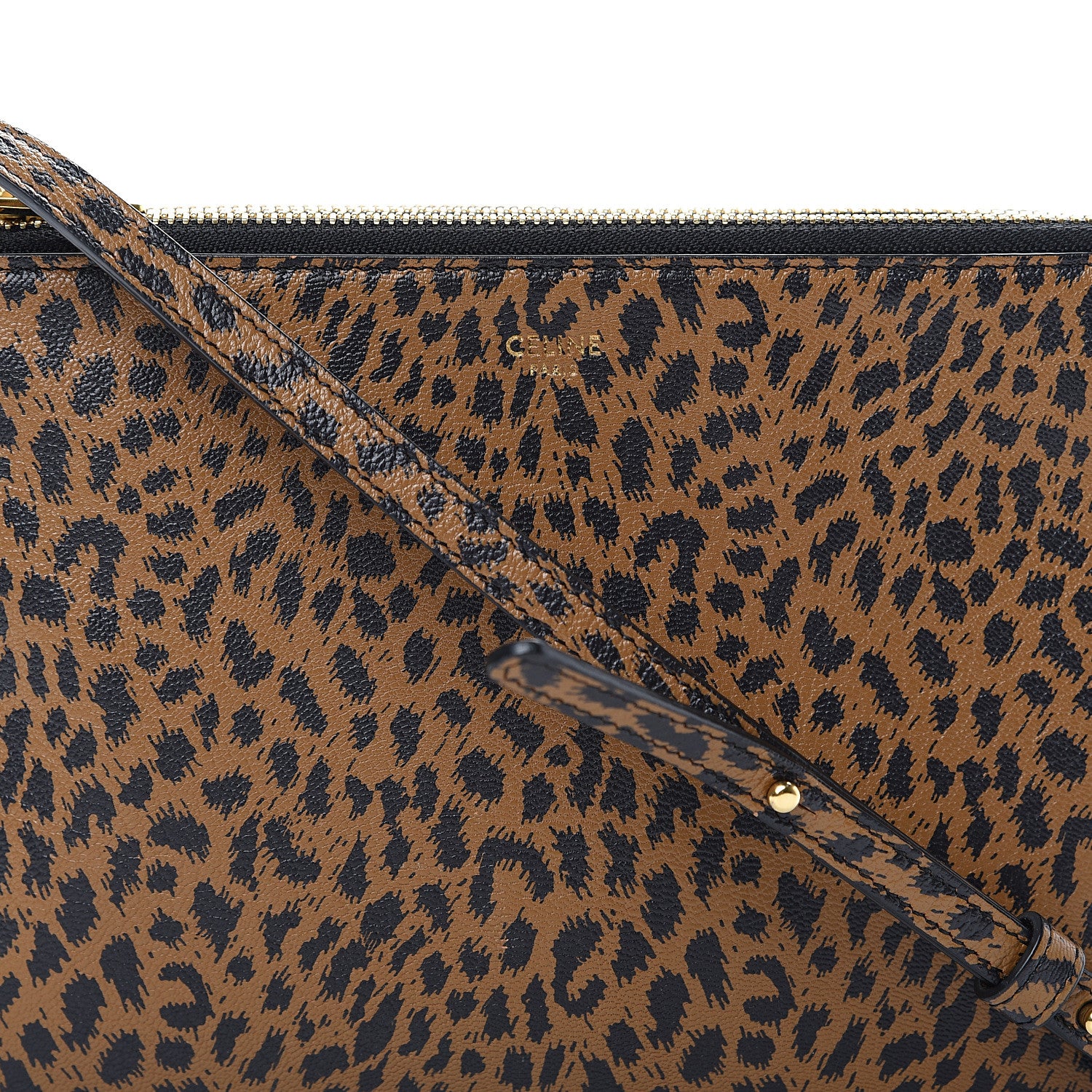 Celine Goatskin Leopard Printed Small Trio Crossbody Bag Brown Black 9 of 12